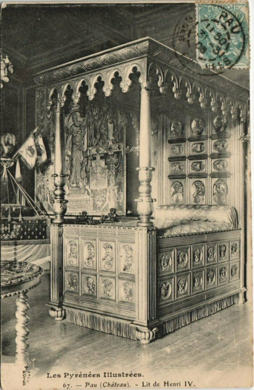 Carte postale ancienne Pau - Lit de Henri Iv à Pau