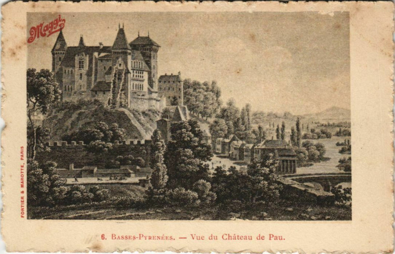 Carte postale ancienne Basses-Pyrenées - Vue du Chateau de Pau à Pau