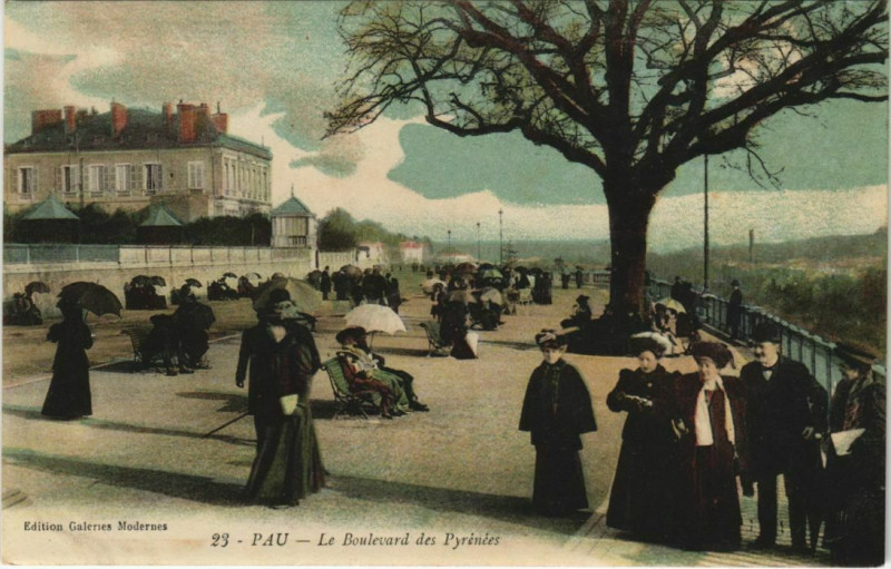 Carte postale ancienne Pau - Le Boulevard des Pyrenées à Pau
