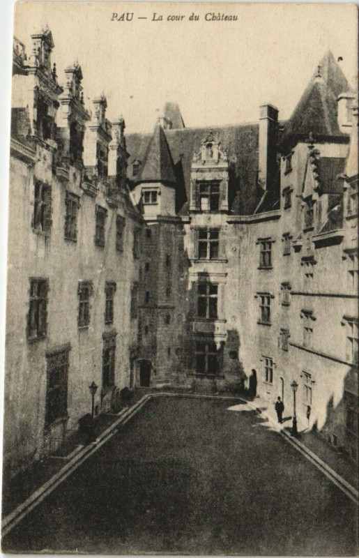 Carte postale ancienne Pau - La cour du Chateau à Pau