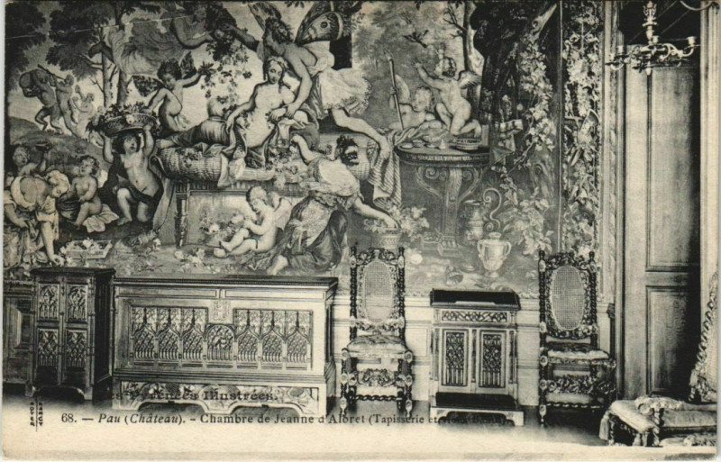 Carte postale ancienne Pau (Chateau) - Chambre de Jeanne d'Albret à Pau