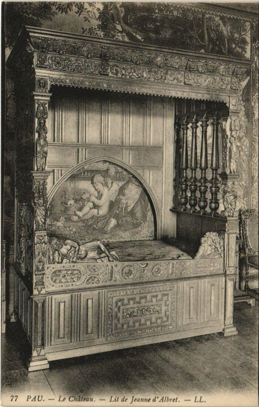 Carte postale ancienne Pau - Le Chateau Lit de Jeanne d'Albret à Pau