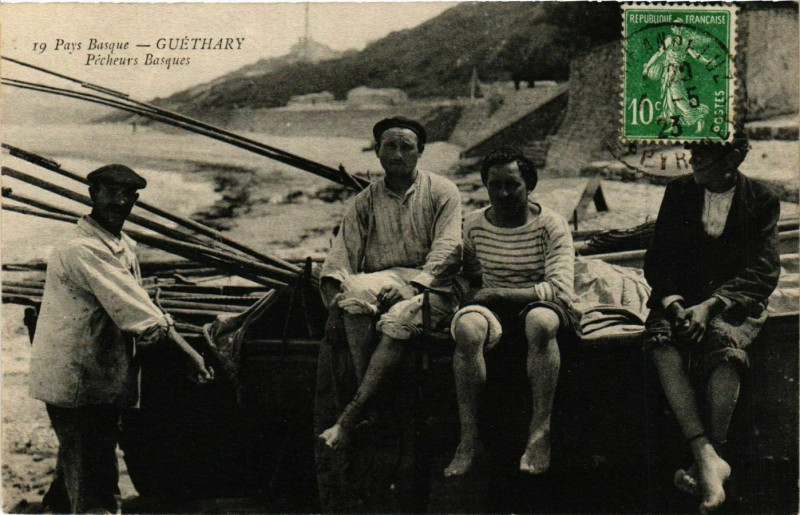 Carte postale ancienne Guethary Pecheurs basques à Guéthary