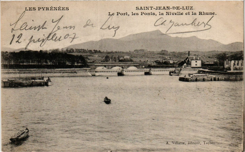 Carte postale ancienne Saint-Jean-de-Luz - Le Port les Ponts la Nivelle et la Rhune à Saint-Jean-de-Luz