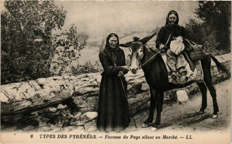 Carte postale ancienne Types des Pyrenées - Femmes du Pays allant au Marché