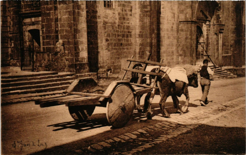 Carte postale ancienne Attelage - Basque
