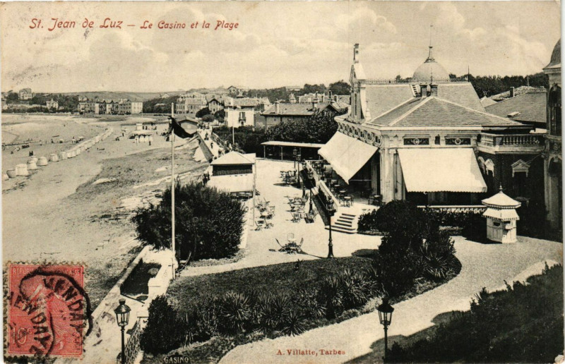 Carte postale ancienne Saint-Jean-de-Luz - Le Casino et la Plage à Saint-Jean-de-Luz