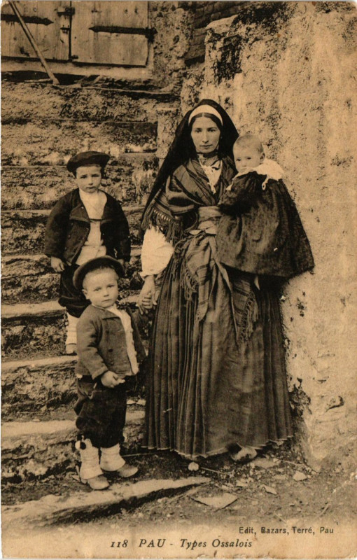 Carte postale ancienne Pau - Types Ossalois à Pau