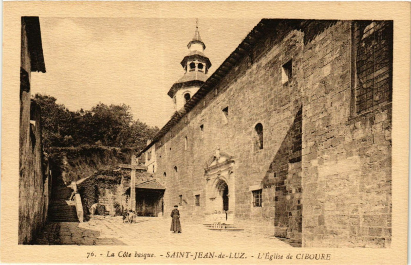 Carte postale ancienne La Cote basque - Saint-Jean-de-Luz - L'Eglise de Ciboure à Saint-Jean-de-Luz