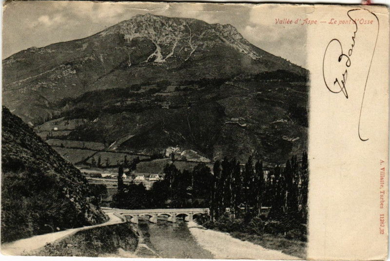 Carte postale ancienne Vallée d'Aspe Le Pont d'Osse à Lée