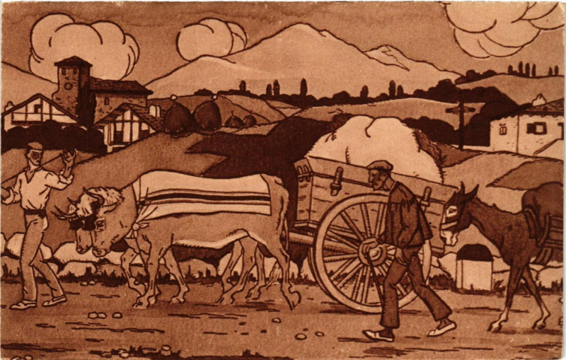 Carte postale ancienne Pays Basque Sur la Route