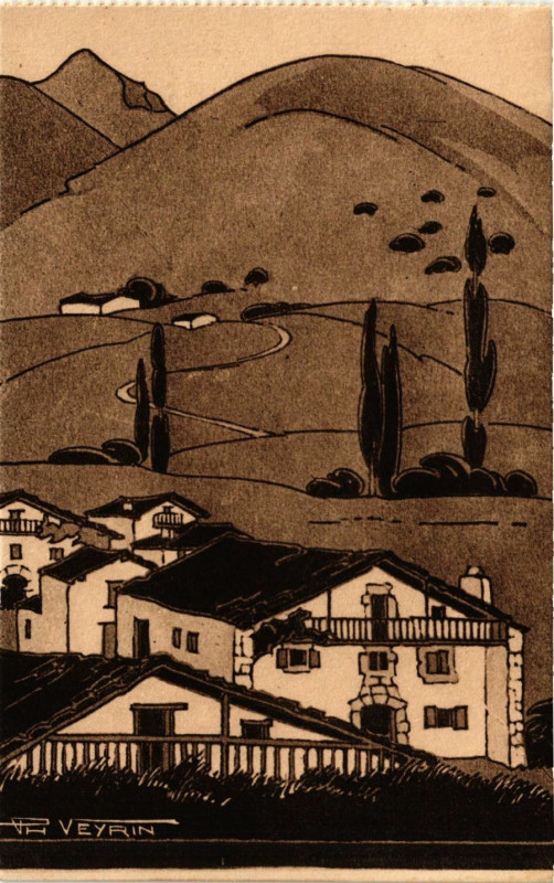 Carte postale ancienne Pays Basque Quartier Guermieta a Saint-Etienne de Baigorry