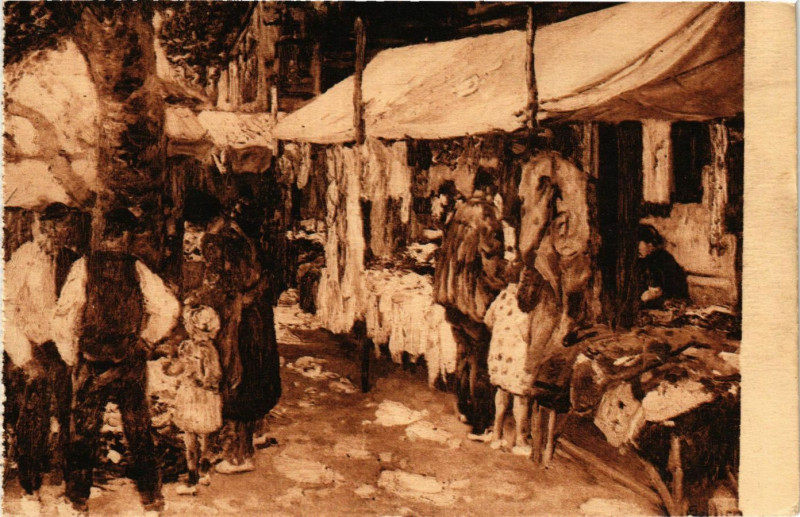 Carte postale ancienne Pays Basque Marché aux Etoffes a Saint-Jean-de-Luz à Saint-Jean-de-Luz