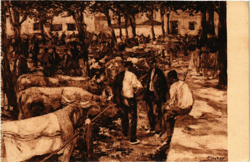 Carte postale ancienne Pays Basque Marché aux Bestiaux a Saint-Jean-de-Luz à Saint-Jean-de-Luz