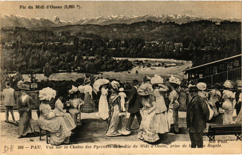 Carte postale ancienne Pau Vue sur la Chatne des Pyrenées et le Pic du Midi d'Ossau à Pau