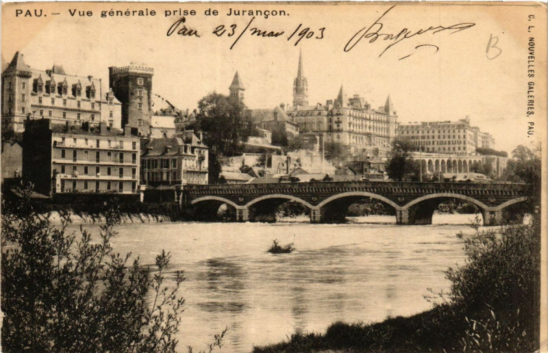 Carte postale ancienne Pau Vue générale prise de Jurancon à Pau