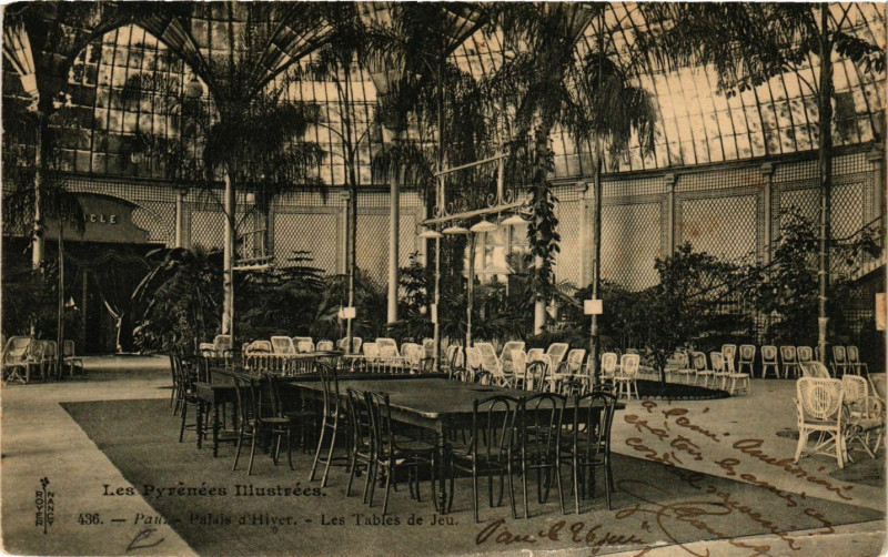 Carte postale ancienne Pau Palais d'Hiver-Les Tables de Jeu à Pau