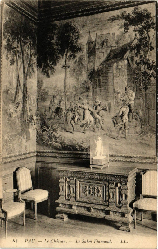 Carte postale ancienne Pau Le Chateau-Le Salon Flamand à Pau