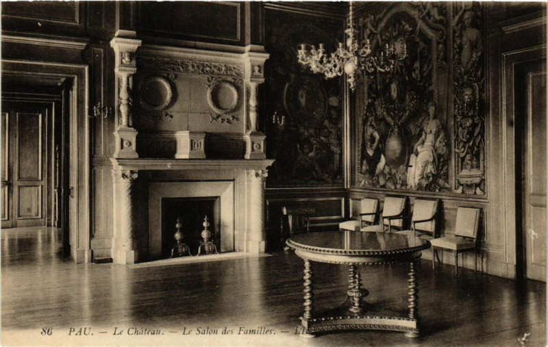 Carte postale ancienne Pau Le Chateau-Le Salon des Familles à Pau