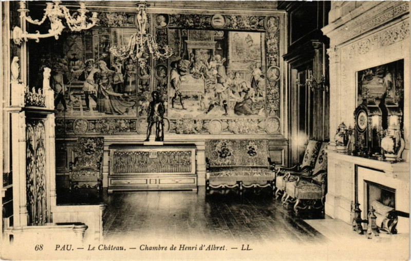 Carte postale ancienne Pau Le Chateau-Chambre de Henri d'Albret à Pau