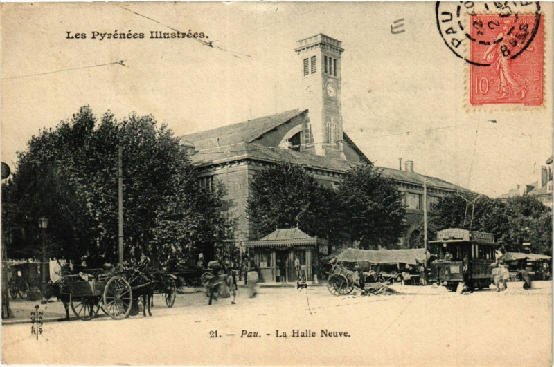 Carte postale ancienne Pau La Halle Neuve à Pau