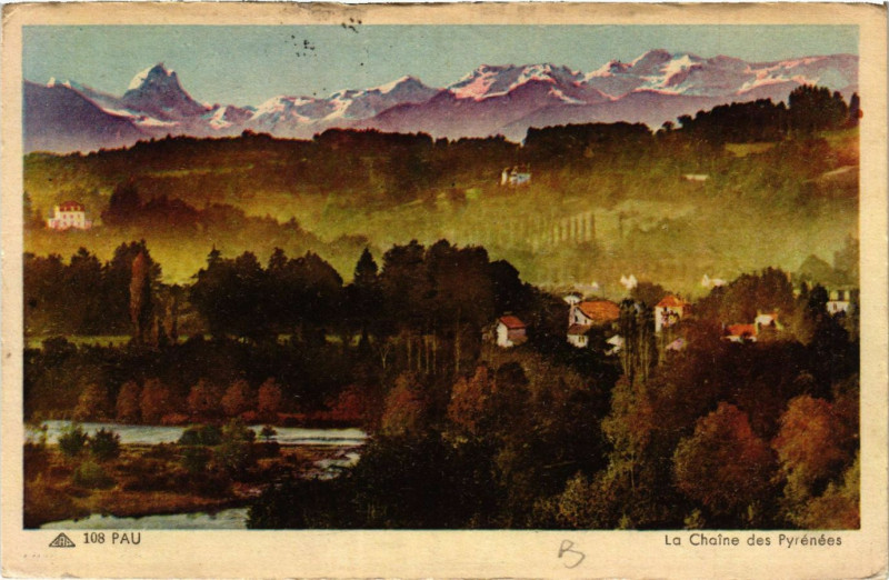 Carte postale ancienne Pau La Chaine des Pyrenées à Pau