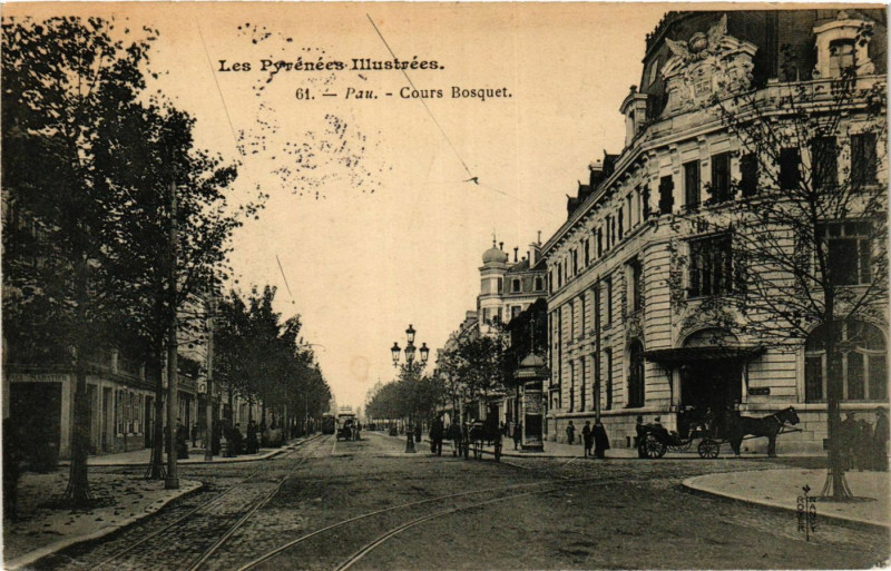 Carte postale ancienne Pau Cours Bosquet à Pau