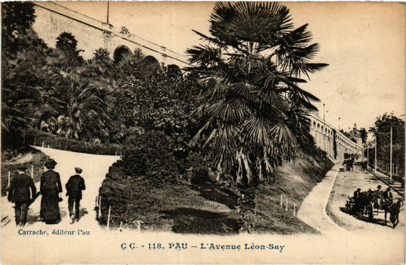Carte postale ancienne Pau Avenue Leon Say à Pau