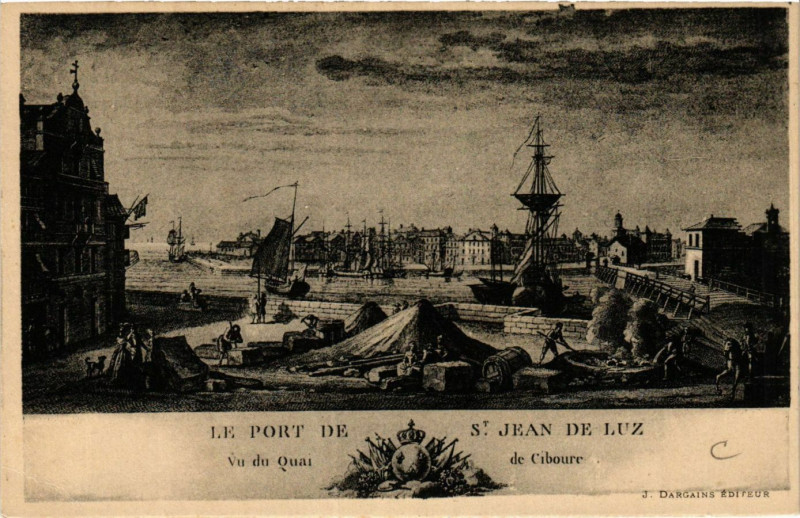Carte postale ancienne Le Port de Saint-Jean-de-Luz vu du Quai de Ciboure à Saint-Jean-de-Luz