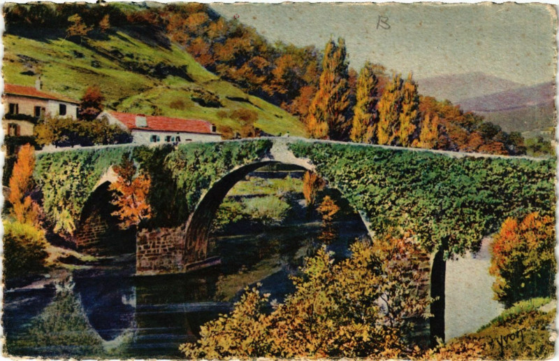 Carte postale ancienne Le Pays Basque Bidarray-Le tres Pittoresque et vieux pont à Bidarray