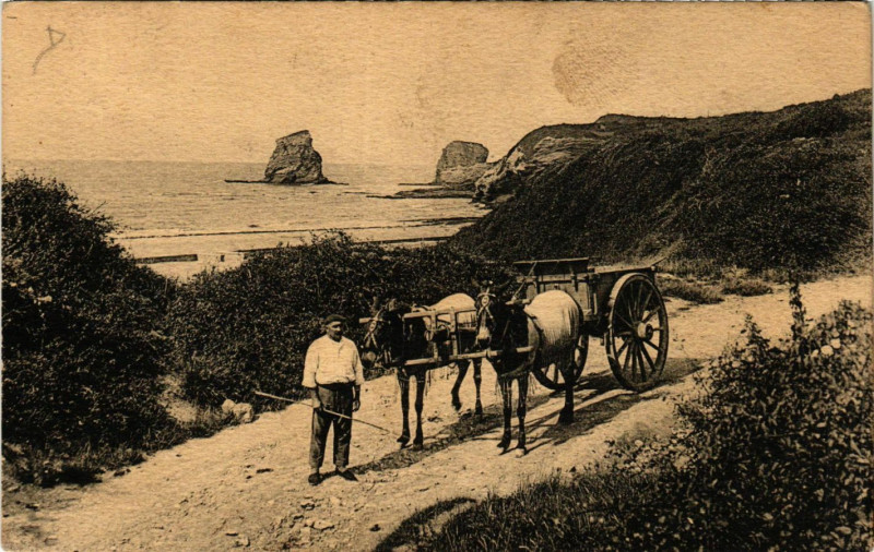 Carte postale ancienne Hendaye Plage-Un Attelage Basque à Hendaye