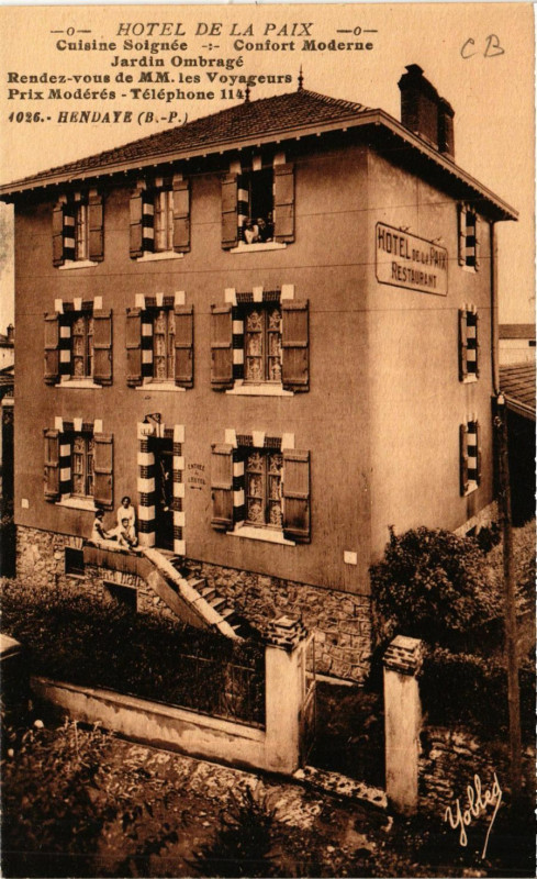 Carte postale ancienne Hendaye Hotel de la Paix à Hendaye