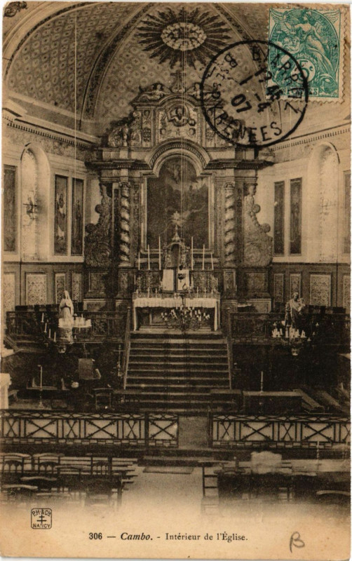 Carte postale ancienne Cambo Interieur de l'Eglise