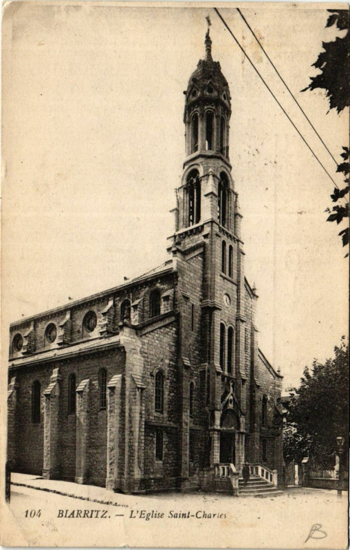 Carte postale ancienne Biarritz L'Eglise Saint-Charles à Biarritz