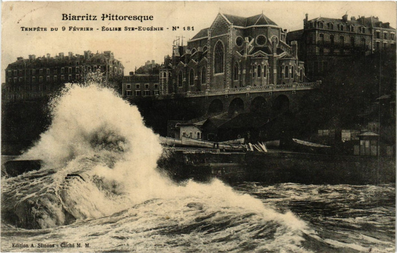Carte postale ancienne Biarritz Eglise Sainte-Eugenie à Biarritz