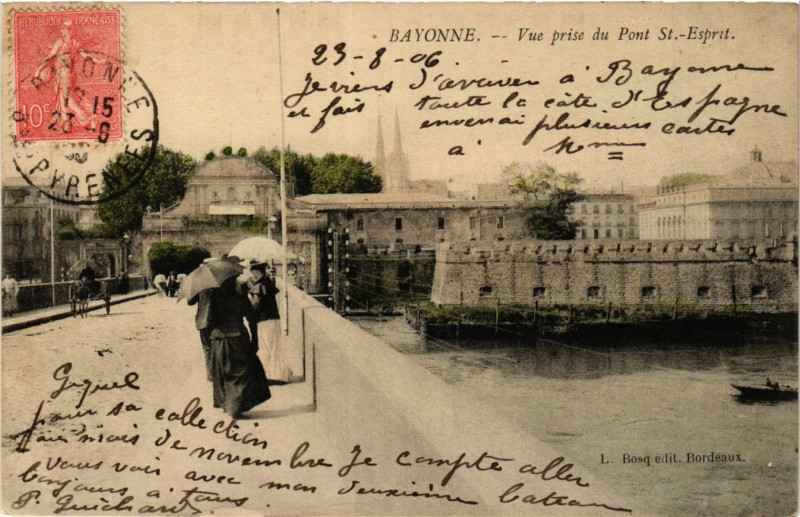 Carte postale ancienne Bayonne Vue prise du Pont Saint-Esprit à Bayonne