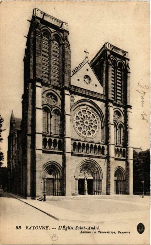 Carte postale ancienne Bayonne L'Eglise Saint-Andre à Bayonne