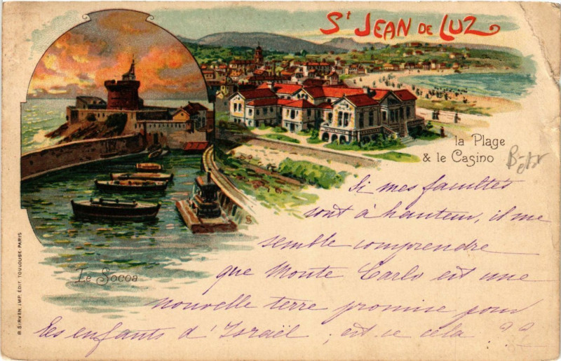Carte postale ancienne Saint-Jean-de-Luz - La Plage & Le Casino à Saint-Jean-de-Luz