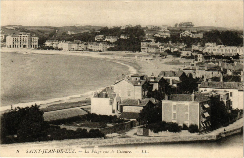 Carte postale ancienne Saint-Jean-de-Luz - La Plage vue de Ciboure à Saint-Jean-de-Luz
