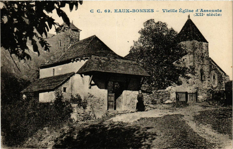 Carte postale ancienne Eaux-Bonnes - Vieille Eglise d'Assouste à Eaux-Bonnes