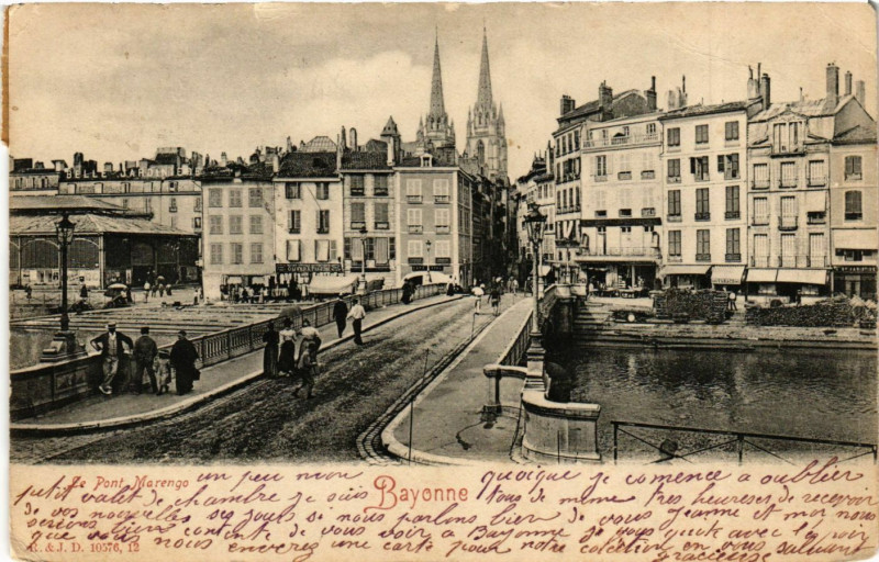Carte postale ancienne Bayonne - Pont Marengo à Bayonne