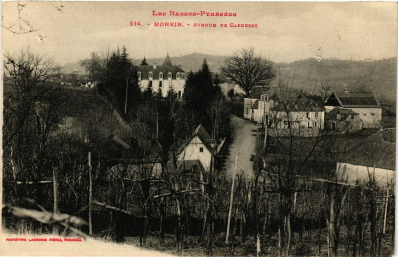 Carte postale ancienne Monein - Avenue de Cardesse à Monein