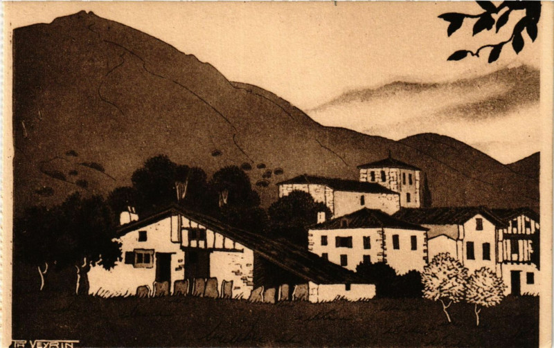 Carte postale ancienne Pays Basque Le Village d'Ascain à Ascain