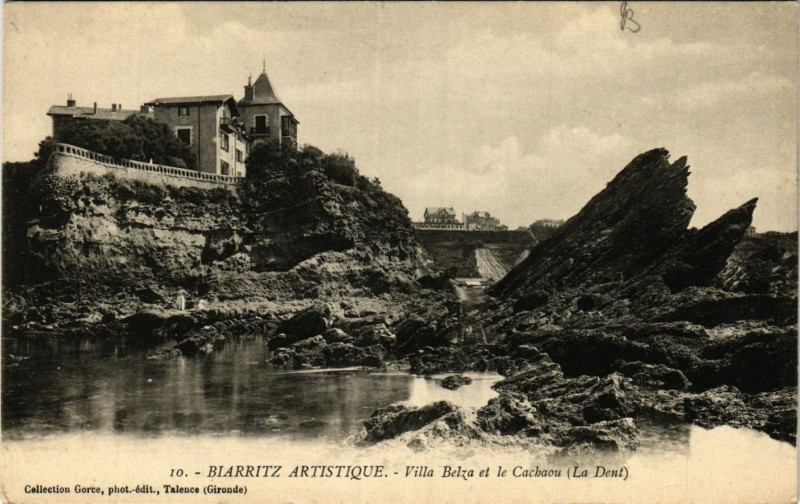 Carte postale ancienne Biarritz Villa Belza et le Cachaou à Biarritz