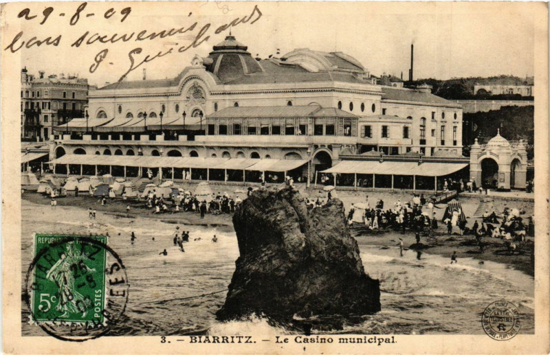 Carte postale ancienne Biarritz Le Casino Municipal à Biarritz