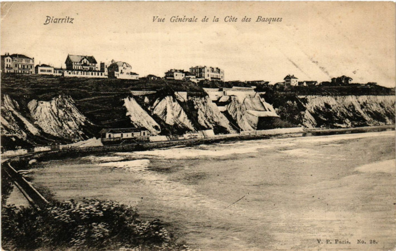 Carte postale ancienne Biarritz générale de la Cote des Basques à Biarritz