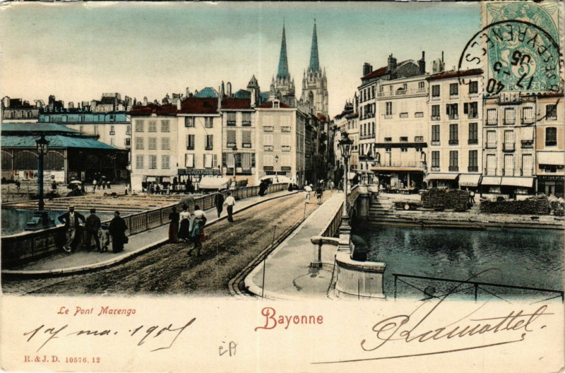 Carte postale ancienne Bayonne Le Pont Marengo à Bayonne