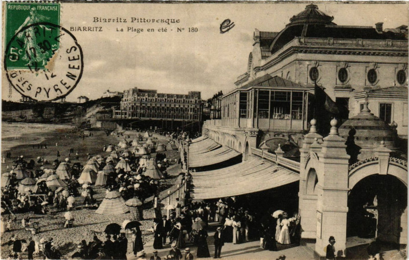 Carte postale ancienne Biarritz La Plage en ete à Biarritz