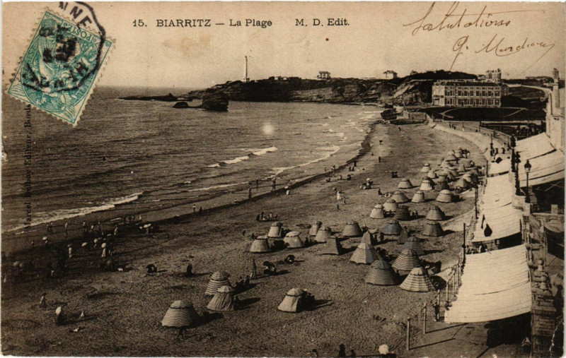Carte postale ancienne Biarritz La Plage à Biarritz