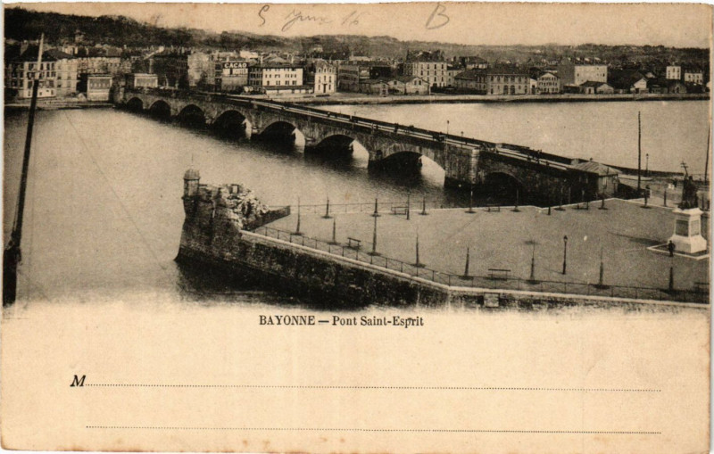 Carte postale ancienne Bayonne Pont Saint-Esprit à Bayonne